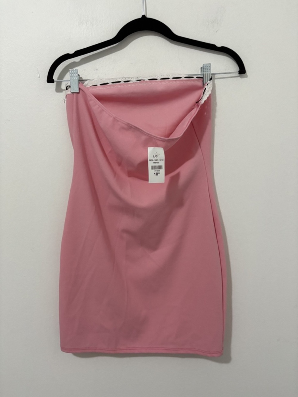 NEW Charlotte Russe Pink Strapless Mini Dress Lace Trim Y2K Coquette Dollcore L - Picture 4 of 6